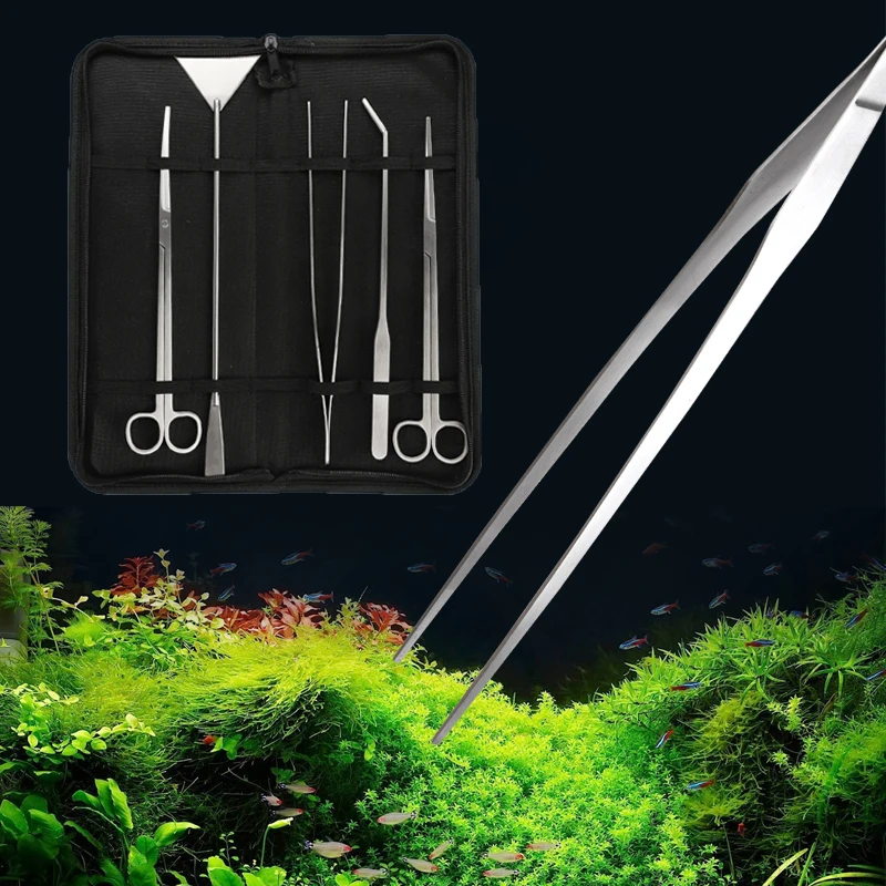 5 шт./компл. Пинцет для водных растений набор ножниц водной травы с тканевым