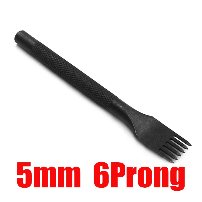 5mm Black 6 Prong 3, 4, 5 мм расстояние между кожаными дырочками DIY ручной перфорированный алмазный инструмент для шитья дырокол инструмент для перфорации кожи 1/2/4/6 - Цвет: 5mm Black 6 Prong