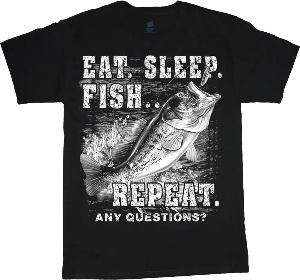 

Funny Fishing Shirt for Men Eat Sleep Fish Bass Decal T-shirt Gift for Men