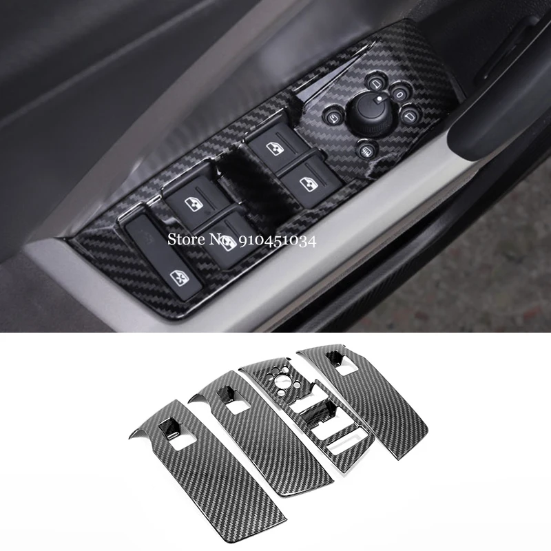 

ABS Matte/Carbon fiber LHD Door Window glass Lift Control Switch Panel Cover Trims Car Styling For Audi Q3 2019 2020 Accessories