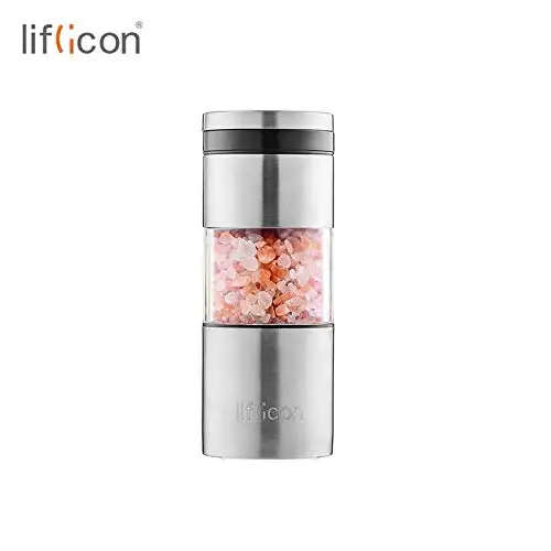 

Liflicon, шейкер для соли и специй, перец с регулируемым вращающимся покрытием, прозрачная бутылка из нержавеющей стали, кухонные аксессуары