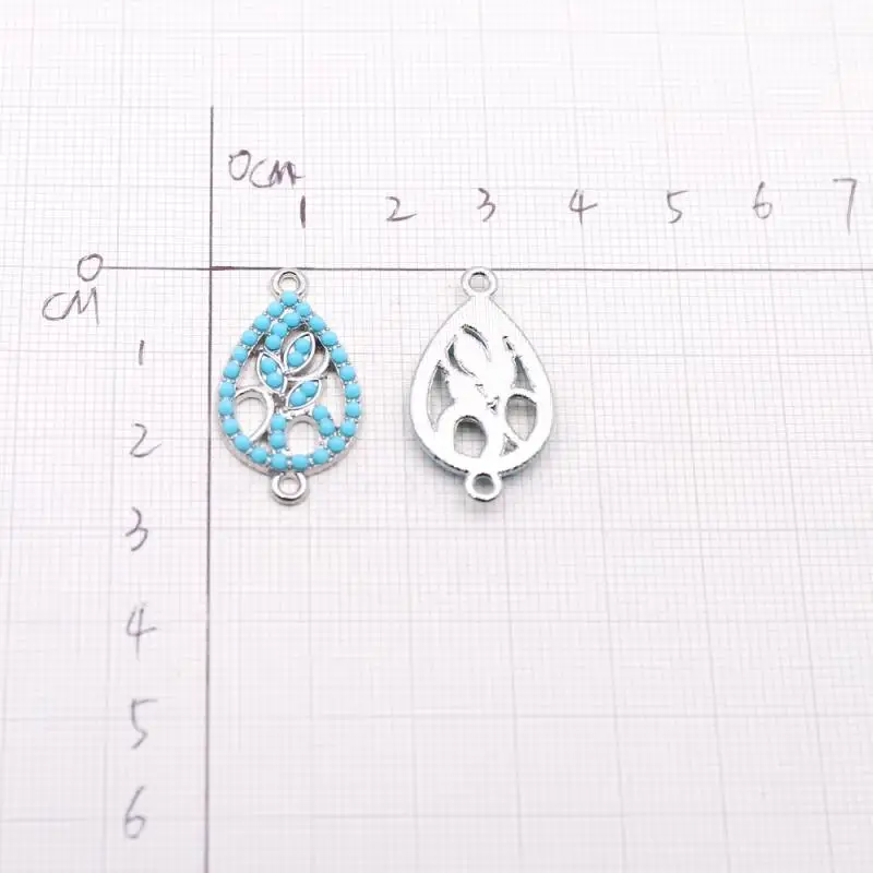 Соединители в форме капли воды для изготовления ювелирных изделий голубые