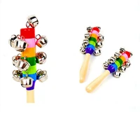 baby wooden colorful handbell wooden rainbow rattle baby early childhood education toys for toddlers wooden baby toys