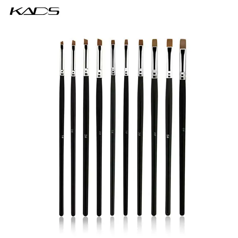 Kads 10 шт./компл. Décoration d'ongles Дизайн Cepillos спираль гелевая ручка подсказки для ногтей кистью, инструмент, Размер 10. Профессиональный Nail Art Brush