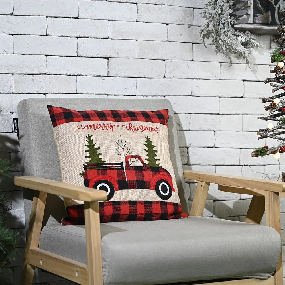 

Рождественские наволочки, наволочки, праздничные льняные наволочки в деревенском стиле для дивана, рождественские украшения, наволочки дл...