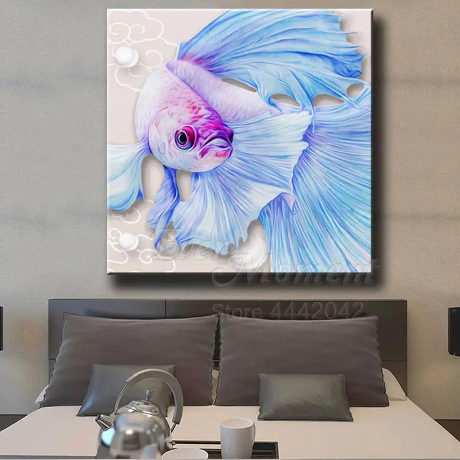 Алмазная живопись с золотой рыбкой квадратная картина мозаика для домашнего