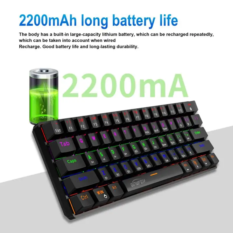 

2021 Bluetooth 5.0 & 2.4G Wireless Luminous Mechanical Keyboard Mini Multimedia Gaming Keyboard For Laptop PC TV IPad Macbook