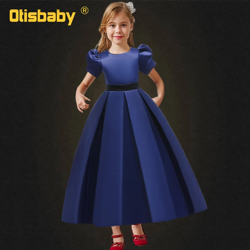 Blue Изысканные платья с пышными рукавами для подростков 12, 13, 14 лет, элегантные платья для причастия для девочек, красивое выпускное платье - Цвет: Blue
