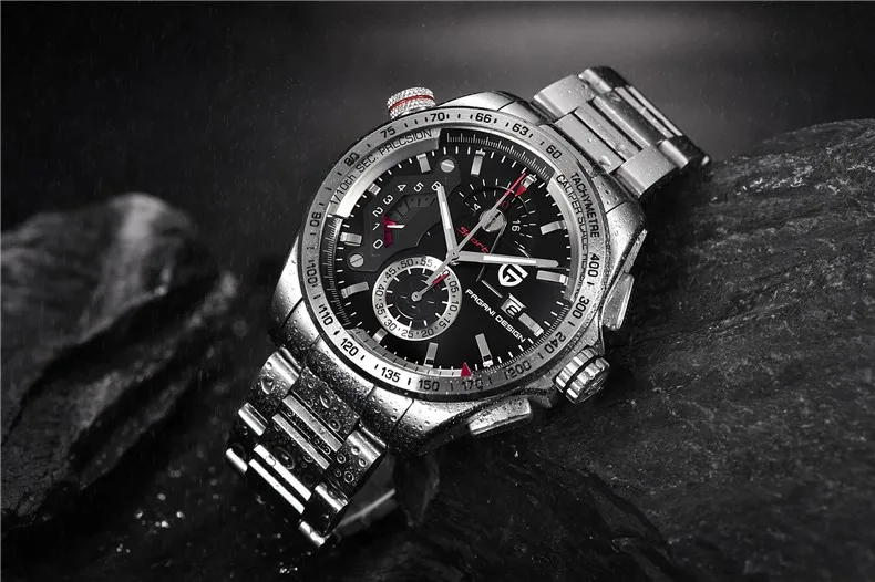 PAGANI Роскошные Брендовые спортивные часы с хронографом мужские Reloj Hombre Водонепроницаемые кожаные кварцевые часы черные часы Relogio Masculino