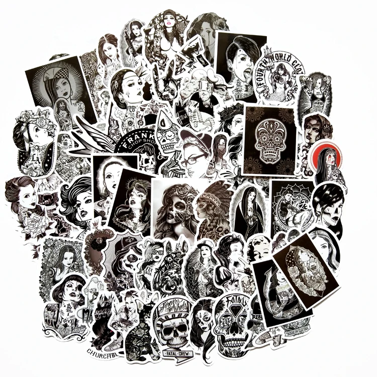 68 шт. черно-белые наклейки для тату красоты автомобиля сексуальные Граффити