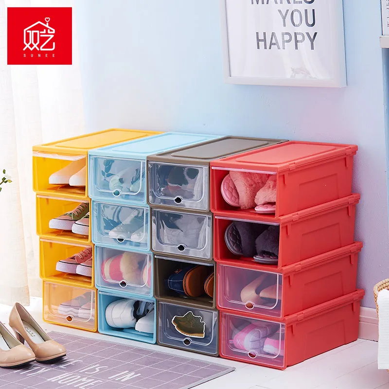 

Louis Fashion new type plastic can be superposed multi-purpose drawer type shoe cabinet