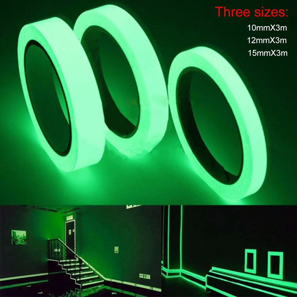 15MM 3M Luminous Tape Self-adhesive Night Vision Glow In Dark Safety Warning Security Stage Home Decoration Tapes tools | Обустройство