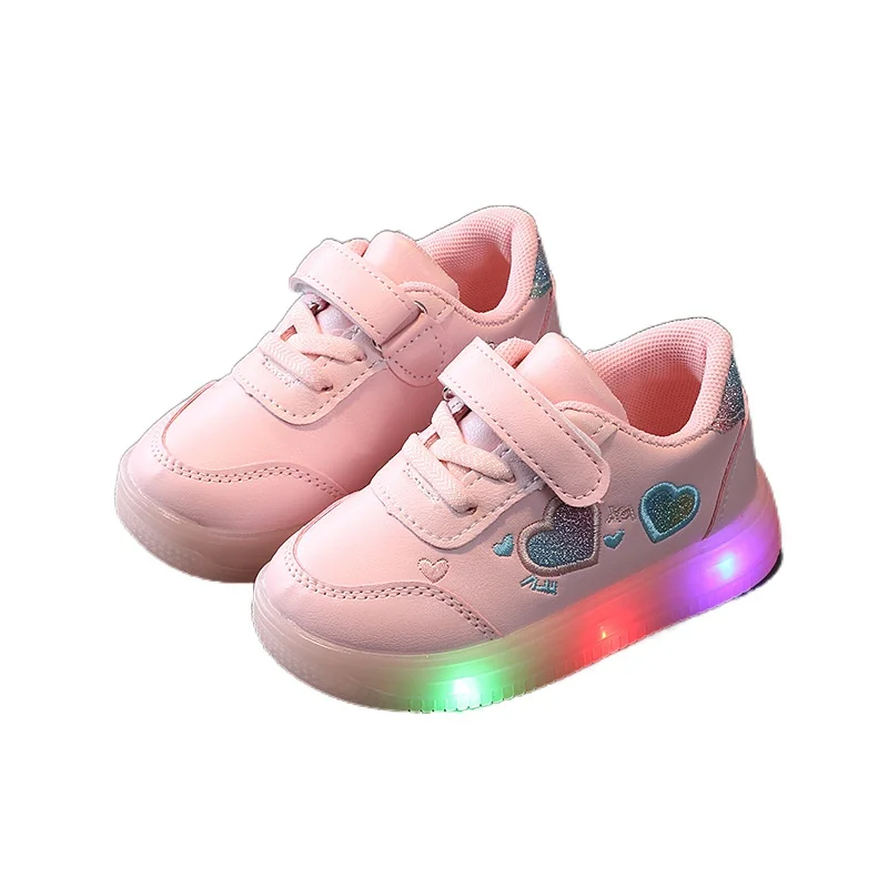 

kid Shoes shell pink Glowing Sneakers LED With Light Up Boys girls Shoes Basket Tenis Led Luminous Sneakers chunky sneakers DF21