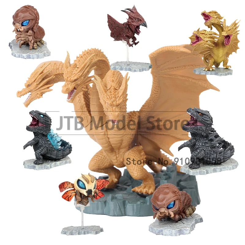 

Godzilla Q Version King Ghidrah Anime Action Figure Model Monster Energy 4-12CM Statue Collection Toys Desktop Decoration Figma