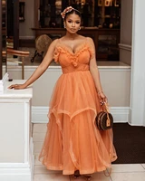 a line tulle bride formal prom dresses spaghetti ruffles sweetheart robe de soir%c3%a9e femme sexy cocktail party evening gowns