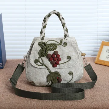 

Fashion national string appliques women shopping handbags!Nice prints lady multi-use shoulder bags Hot small Original canvas bag