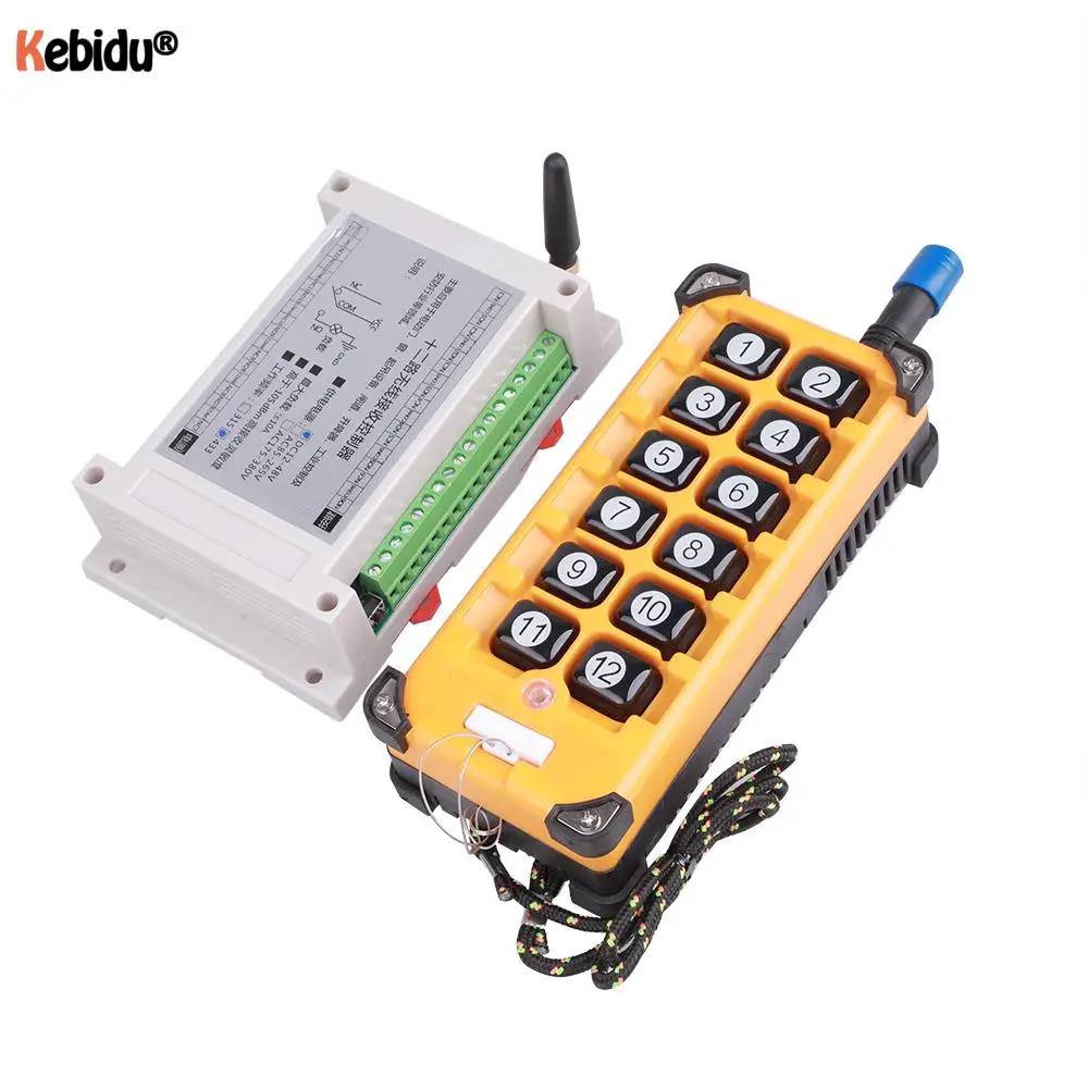 3000m DC12-48V 12CH Radio Controller 433mhz RF Wireless Remote Control Overhead travelling crane System Receiver And Transmitter |