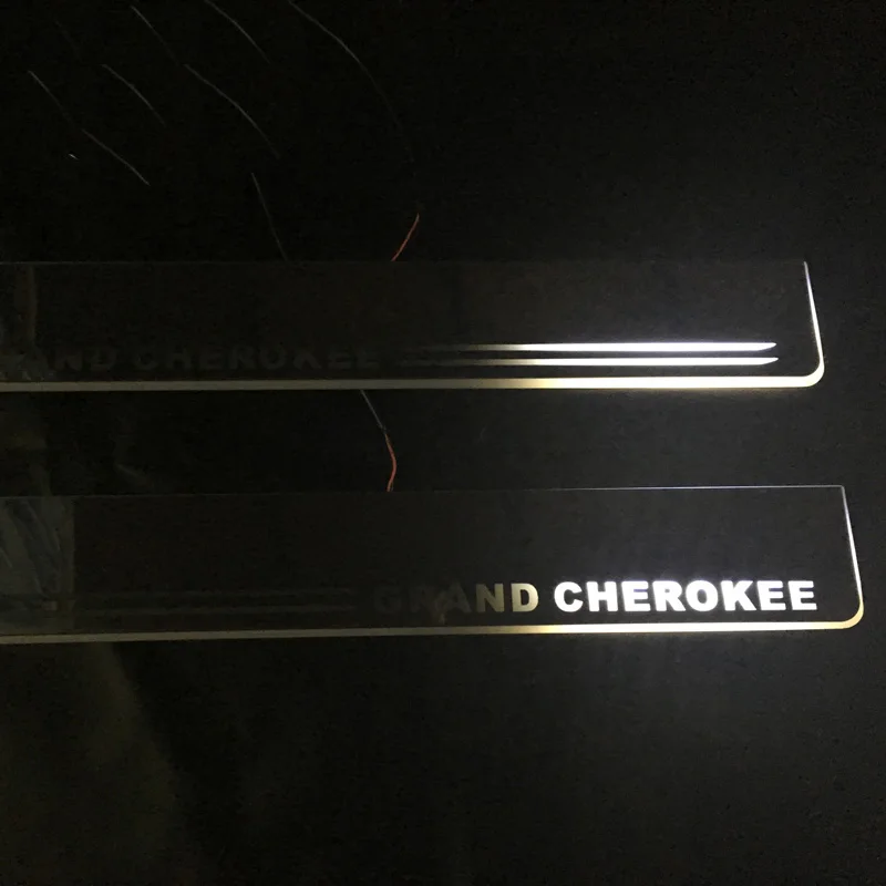 

Car Scuff Plate Led Lights For Jeep Grand Cherokee 2011 2012 - 2015 Door Acrylic Sill Plate Guard Pedal Pathway Welcome Light