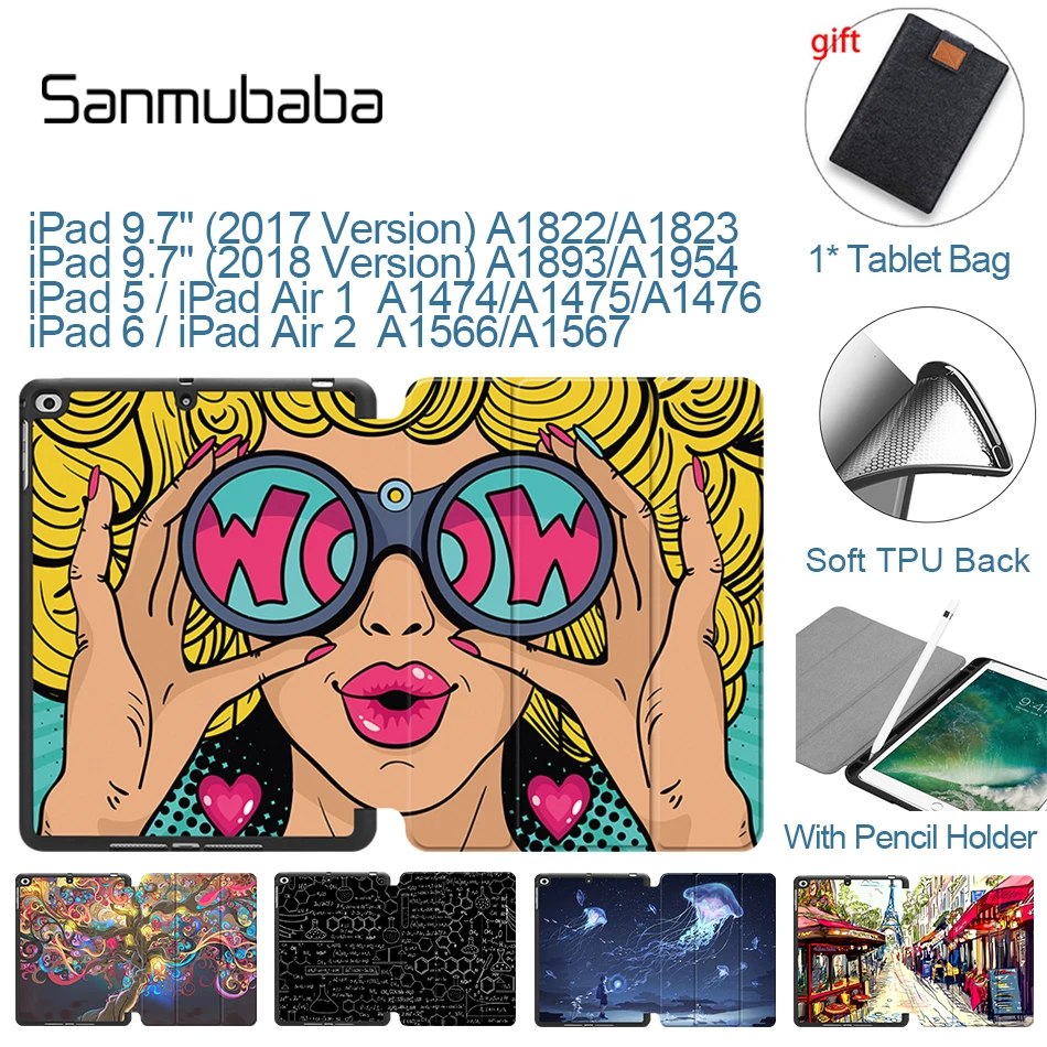 Чехол для планшета Sanmubaba iPad 9 7 дюймов 2018 кожаный мягкий чехол из ТПУ Air 2 1 с