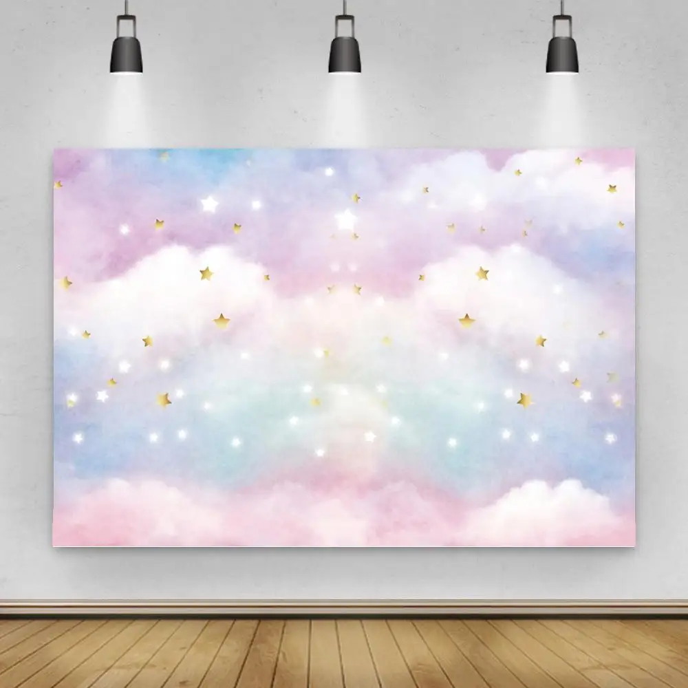 

Baby Shower Birthday Clouds Stars Sky Backdrop Background Photophone Photography Photo Studio for Decoration Customized Size