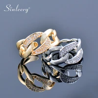 sinleery trendy geometry gold silver color ring for women cubic zirconia wedding accessories party jewelry gift jz116 ssp