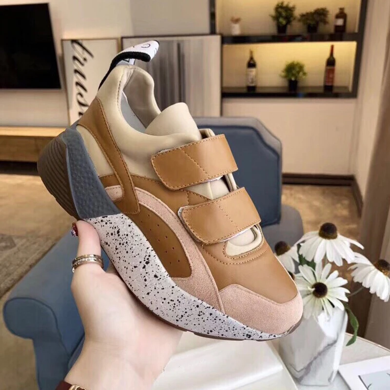 Khaki 1 Кроссовки на танкетке из воловьей кожи и замши; кроссовки из натуральной кожи; фирменный дизайн; роскошная женская обувь; коллекция года; китайские черные кроссовки, увеличивающие рост - Цвет: Khaki 1