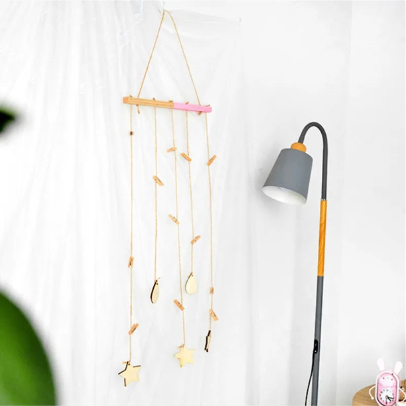 DIY Деревянная открытка фото с зажимами настенные Висячие украшения карточные