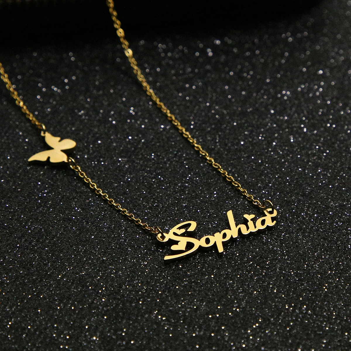 Красота Бабочка Персонализированные золотые ожерелья чокер на заказ из