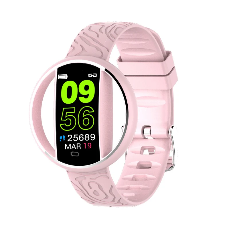 Pink LIGE Смарт-часы для женщин fit bit IP67 Водонепроницаемый фитнес-трекер монитор сердечного ритма шагомер спортивный смарт-браслет для Android ios - Цвет: Pink