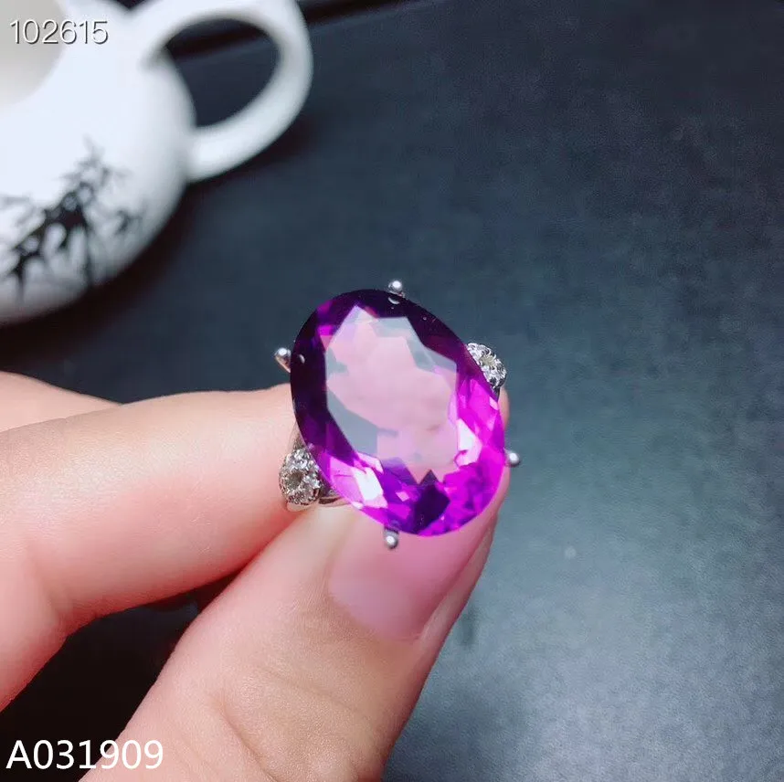 

KJJEAXCMY boutique jewelry 925 sterling silver inlaid Amethyst gemstone beautiful ring luxurious