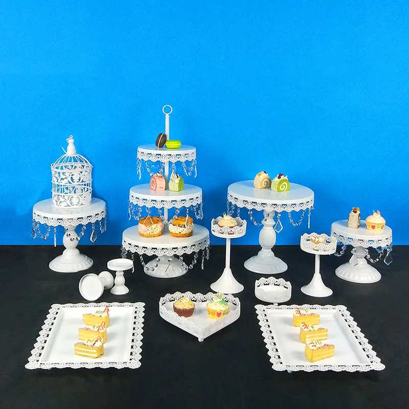 13pcs white Золотой свадебный торт стенд набор белый кристалл металлические украшения для кексов десерт пьедестал вечерние демонстрационные настольные украшения 4-18 шт - Цвет: 13pcs white