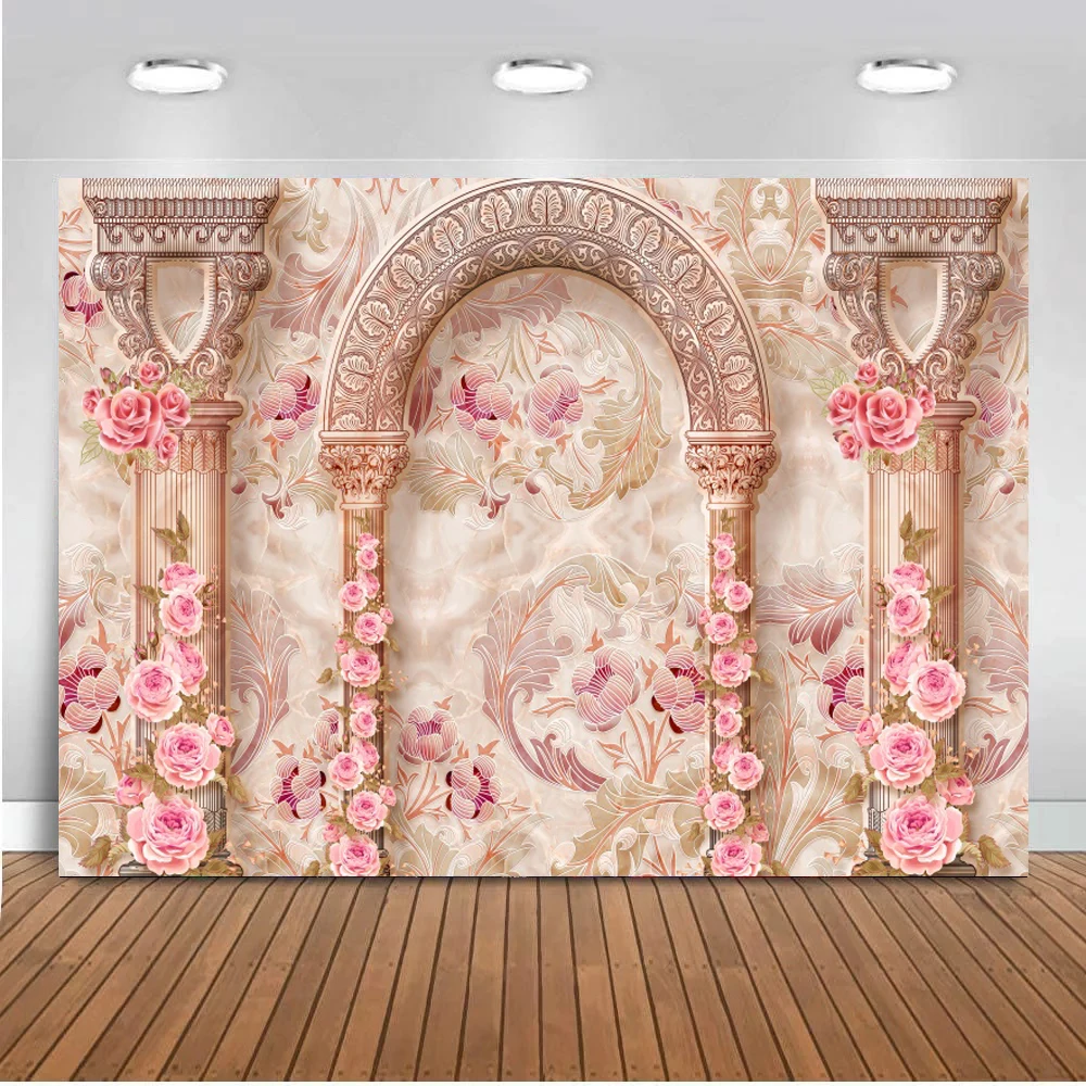 

Gray Chic Wall Flowers Wedding Photography Backdrop Children Baby Shower Wedding Photography Background Photo Studio Photozone