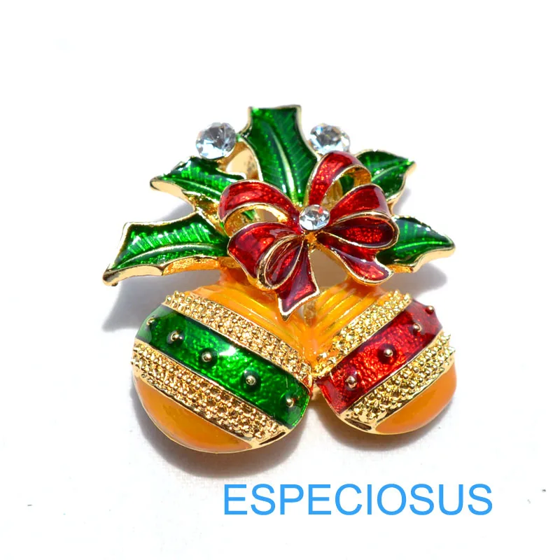Jingle Bells Элегантная булавка Золотой Рождественский елочный женский подарок Рождественская одежда нагрудная булавка аксессуары ювелирные изделия окрашенные Брошь Стразы - Окраска металла: Jingle Bells