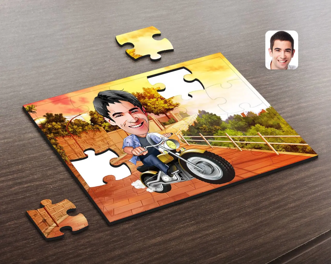 

Personalized Men 'S Biker Caricature Of Wooden Puzzle-1 Decoration Girlfriends Gift Moment Happy Design Modern Quality reliable