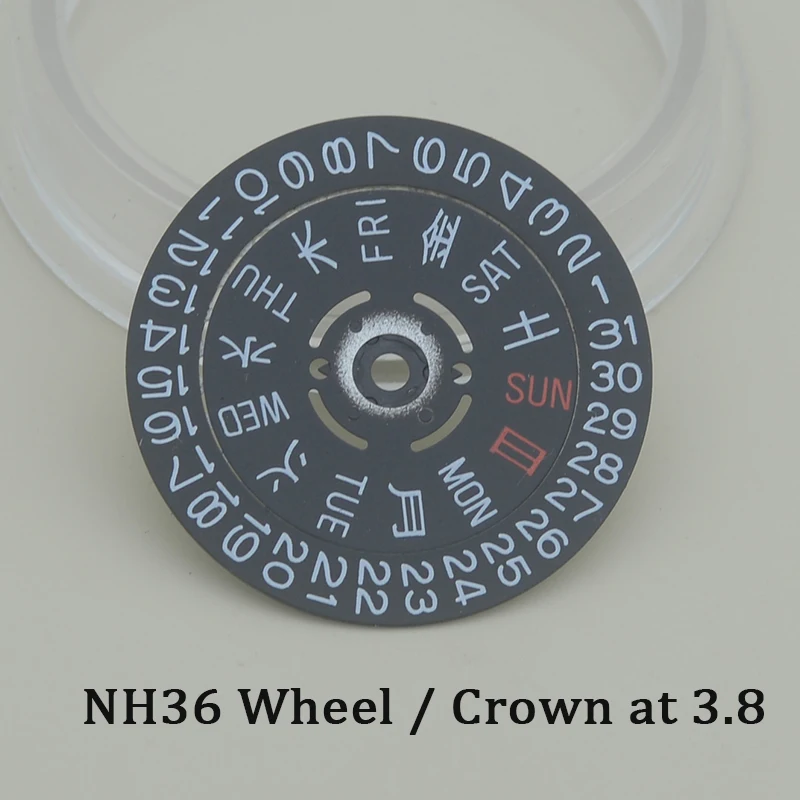 Japan Kanji NH35 NH36 Watch Movement dial Date Wheel Week Wheel Crown at 3.0/3.8/4.1 Watch Replace dial Men's Watches Gift Parts