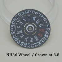 japan kanji nh35 nh36 watch movement dial date wheel week wheel crown at 3 03 84 1 watch replace dial mens watches gift parts