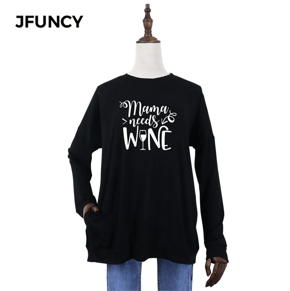 

JFUNCY Spring Autumn Women Long Sleeve T-Shirt Casual woman Loose Pullover Tops New Print Female T Shirt