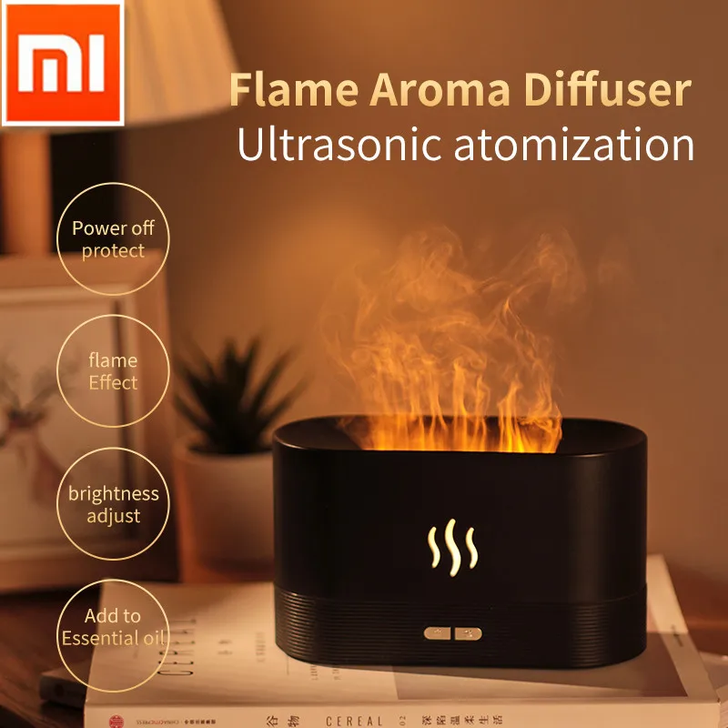 

xiaomi 2022 Flame Air Humidifier Essential Oil Diffuser Aroma Ultrasonic Mist Maker Home Room Aromatherapy humidificador Bedroom