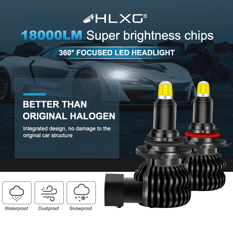 Hlxg H11 светодиодный лампы H1 H7 H8 H9 9012 HIR2 9005 9006 HB3 HB4 авто фары безвентиляторный