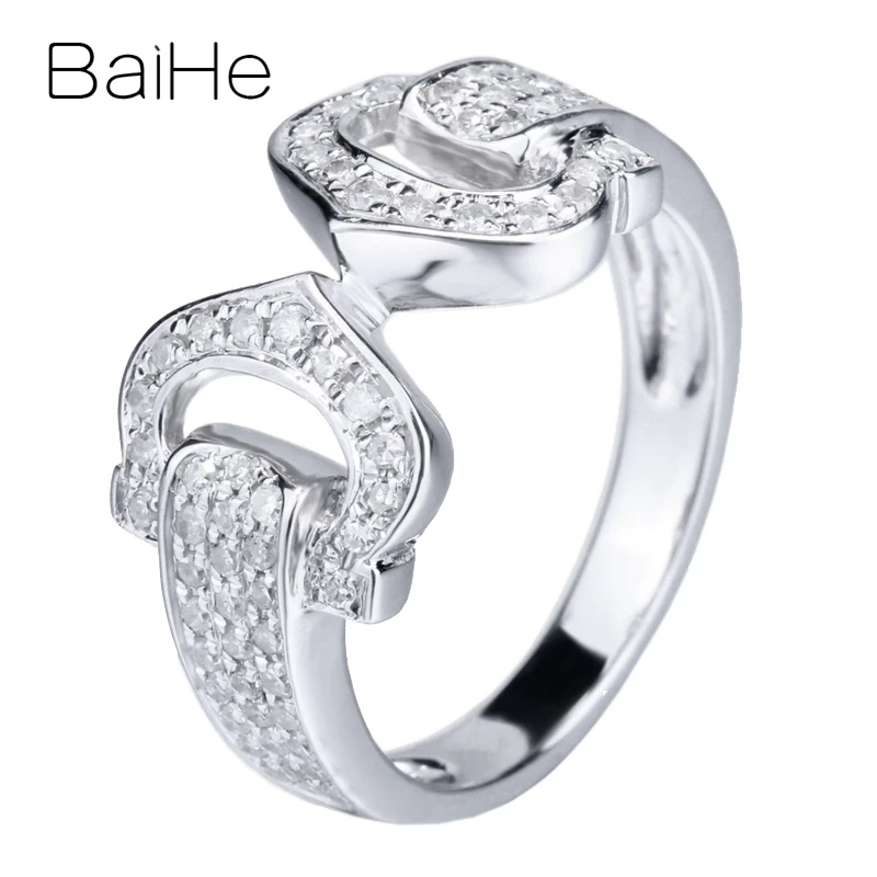 BAIHE Solid 14K белое золото (AU585)0.5CT H/SI круглые натуральные бриллианты свадебные