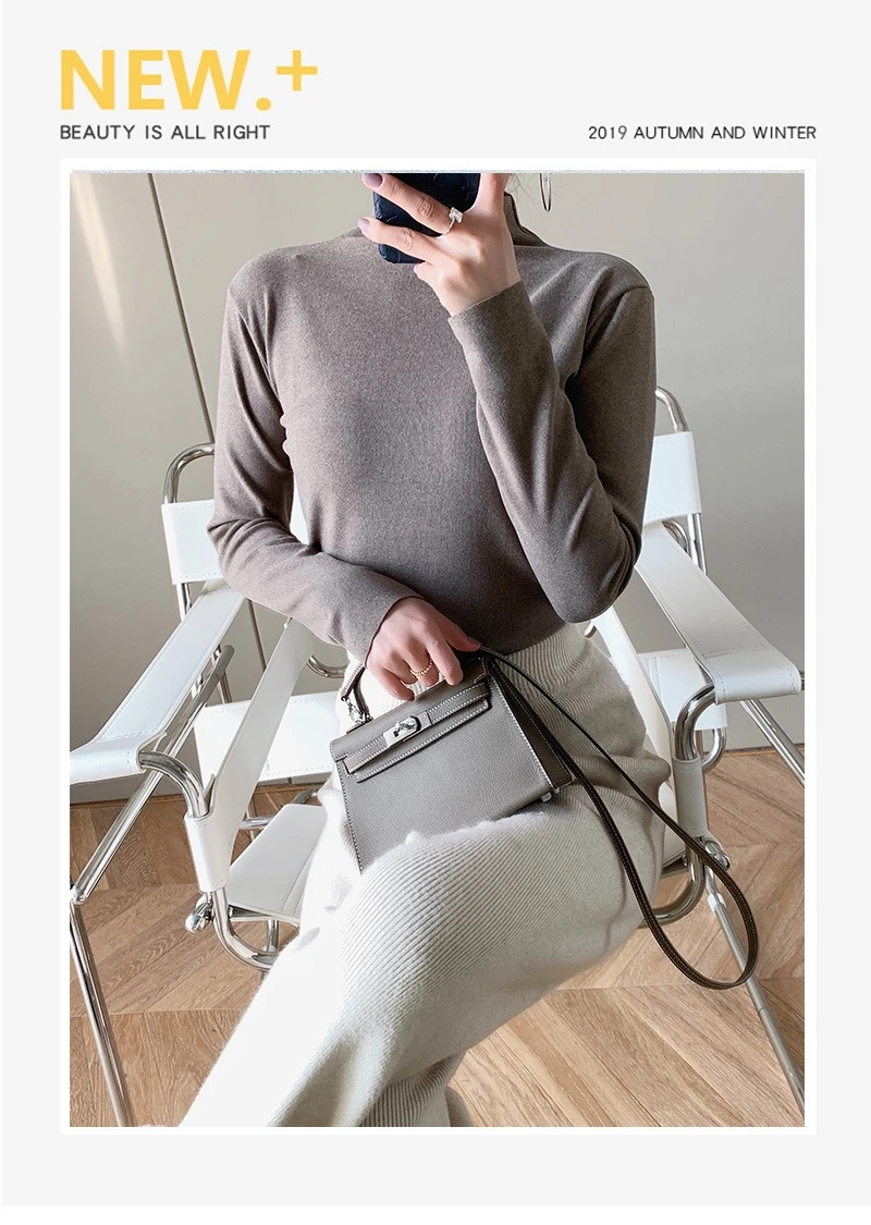 

Cationic Double-Sided Dralon Thermal Bottoming Female Autumn and Winter Half-High Collar Long Sleeves Shirt Fit Slim