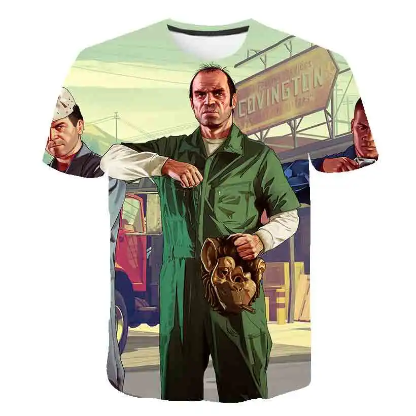 Футболка с короткими рукавами для мальчиков Grand Theft Auto Gta V 5 2020|Тройники| |