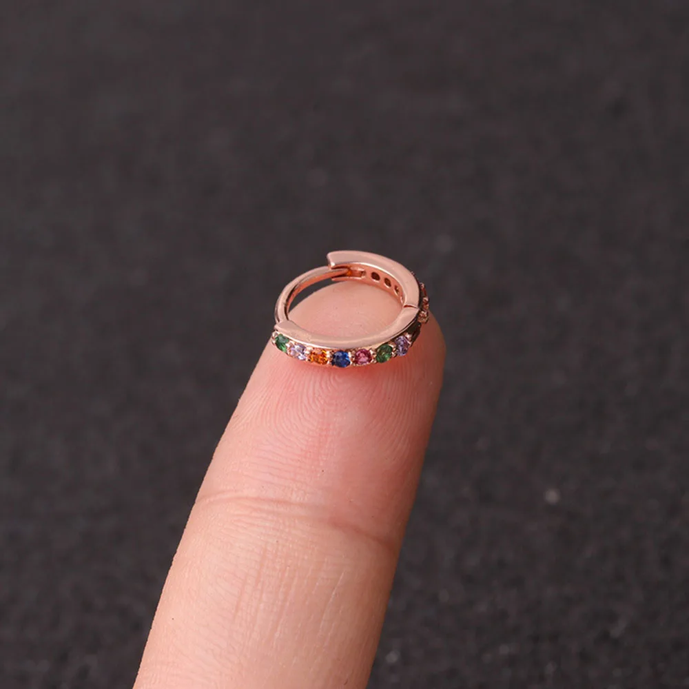 

1pc Nose Ring & Studs Fashion Body Women Girl Jewelry Surgical Steel Nose Piercing Colorful Rhinestone