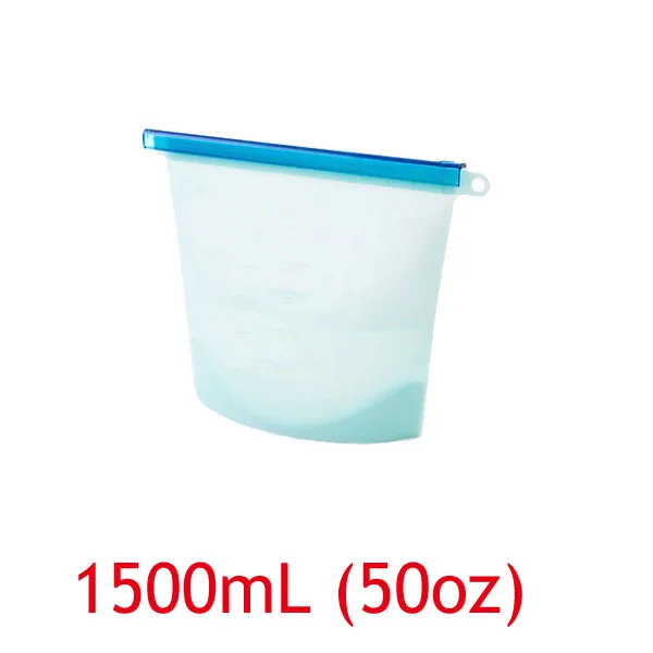 blue-1500ml Кухонные многоразовые силиконовые сумки для хранения пищевых продуктов, BPA бесплатные пакеты для сохранения пищевых продуктов, герметичные пакеты для хранения замороженных продуктов на холодильник - Цвет: blue-1500ml