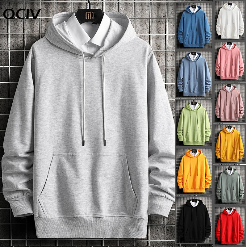 

Hooded Hoodies Cotton Swearshirts Man Big Pocket Fashion Pure Mens Hoodie Tracksuits Hip Hop O-neck Pullover Grey Hombre Clothes