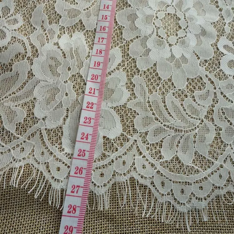 3 Meter/Lot White Eyelashes Lace Trimmings Fabric Flower 28cm/wide African Wedding Dress Clothing Handmade Trim | Дом и сад