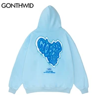 gonthwid hip hop hoodie sweatshirt streetwear heart letter print fleece hooded 2021 men winter cotton thick fleece pullover blue