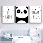 Скандинавская детская декоративная картина для детской комнаты, настенная Картина на холсте с животными, панда, счастливая спальня, Постер и принты без рамки