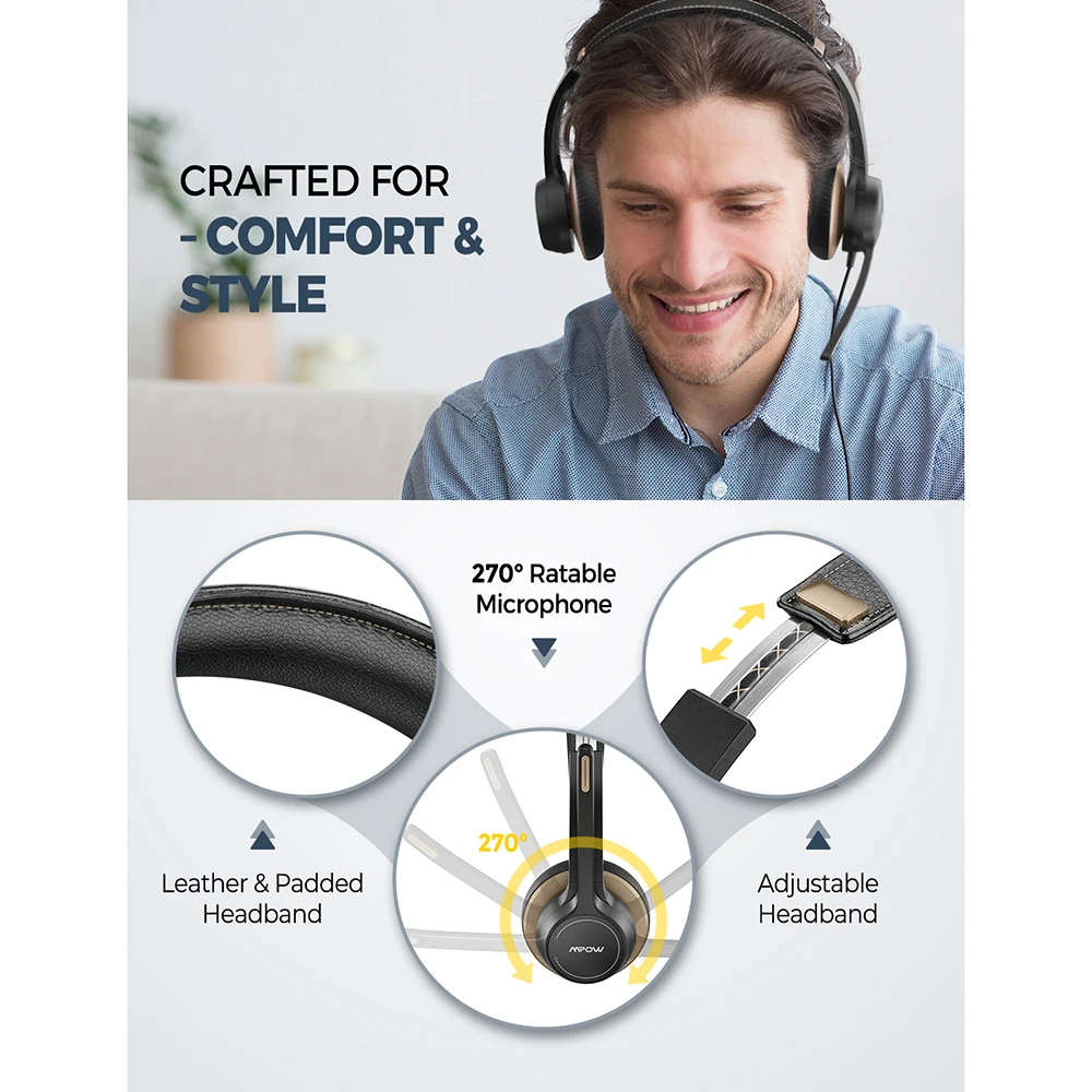 Проводные наушники Mpow 328 USB/3 5 мм гарнитура с микрофоном бизнес-гарнитура на