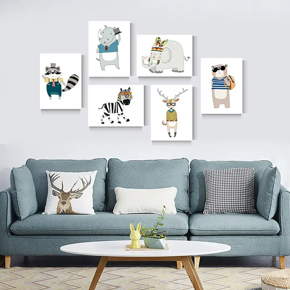 Настенный постер в скандинавском стиле с изображением животных лесу картина на